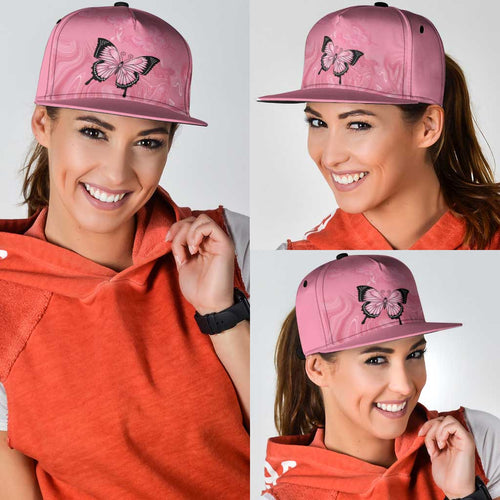 Australia Breast Cancer Awareness Snapback Cap Pink Ribbon Butterfly Opal Pattern - Aussie Hoodie