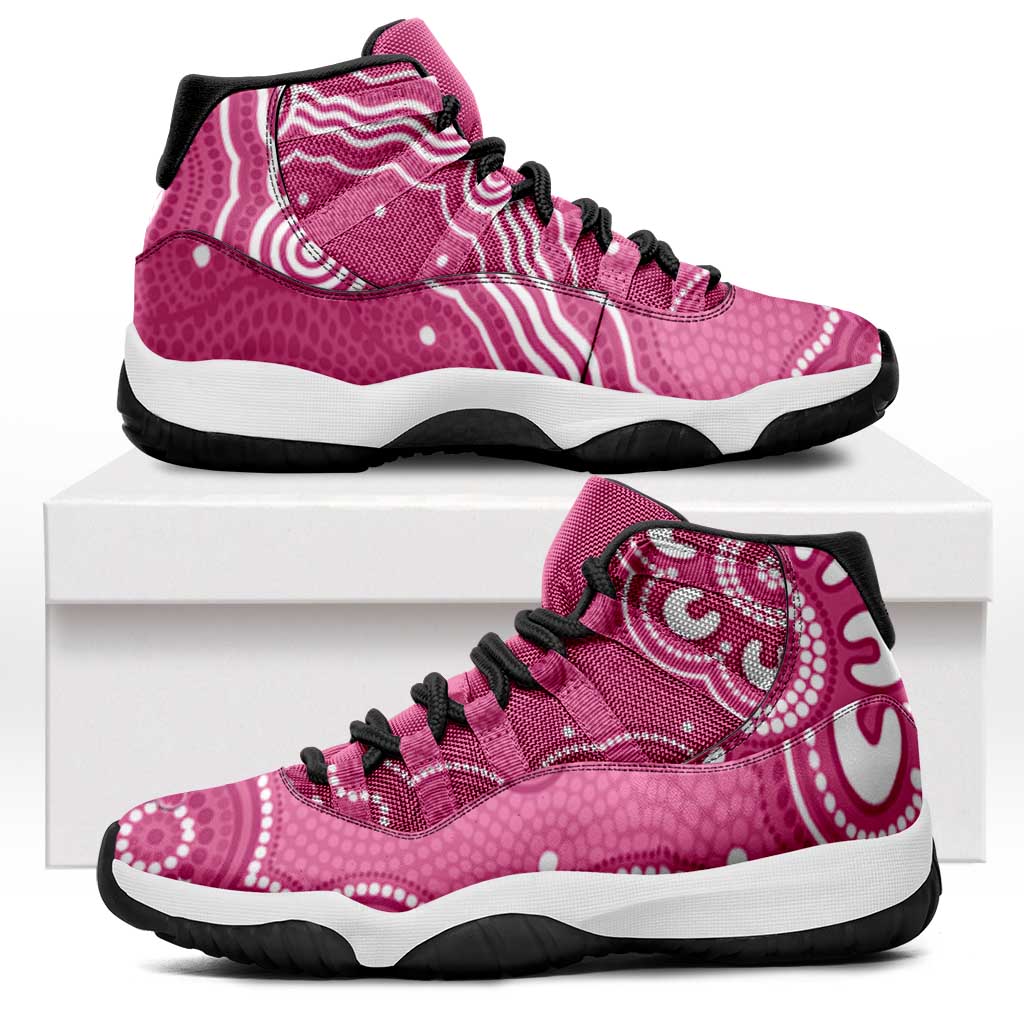 Australia Breast Cancer Awareness Sneakers J11 Pink Cockatoo Ribbon Aboriginal Art - Aussie Hoodie