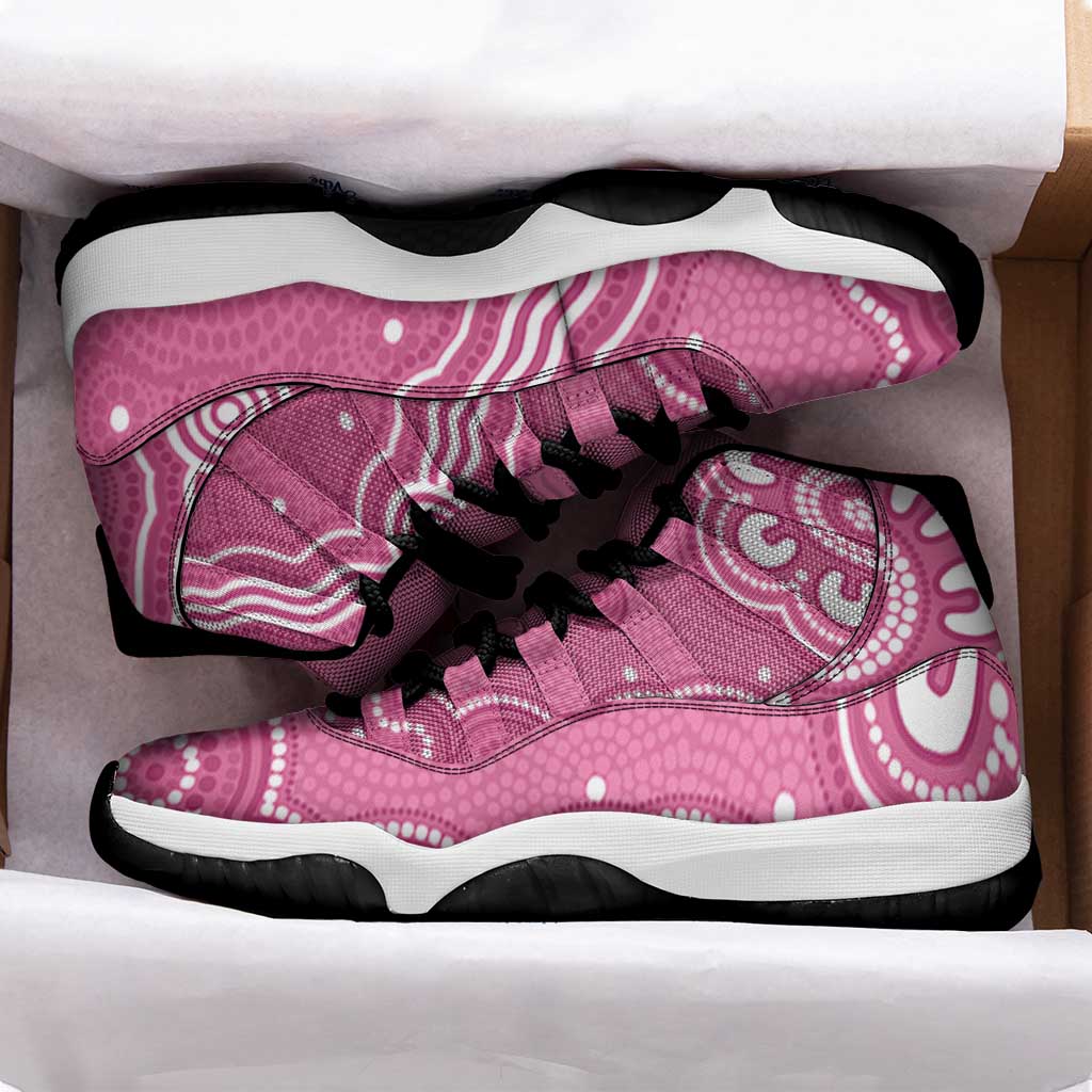 Australia Breast Cancer Awareness Sneakers J11 Pink Cockatoo Ribbon Aboriginal Art - Aussie Hoodie