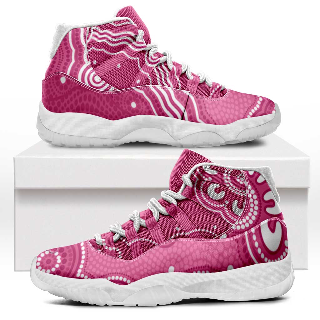 Australia Breast Cancer Awareness Sneakers J11 Pink Cockatoo Ribbon Aboriginal Art - Aussie Hoodie