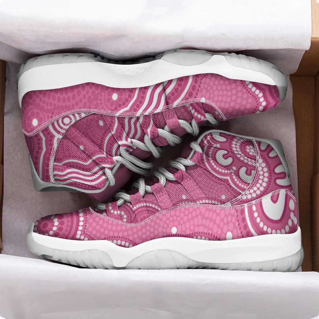 Australia Breast Cancer Awareness Sneakers J11 Pink Cockatoo Ribbon Aboriginal Art - Aussie Hoodie