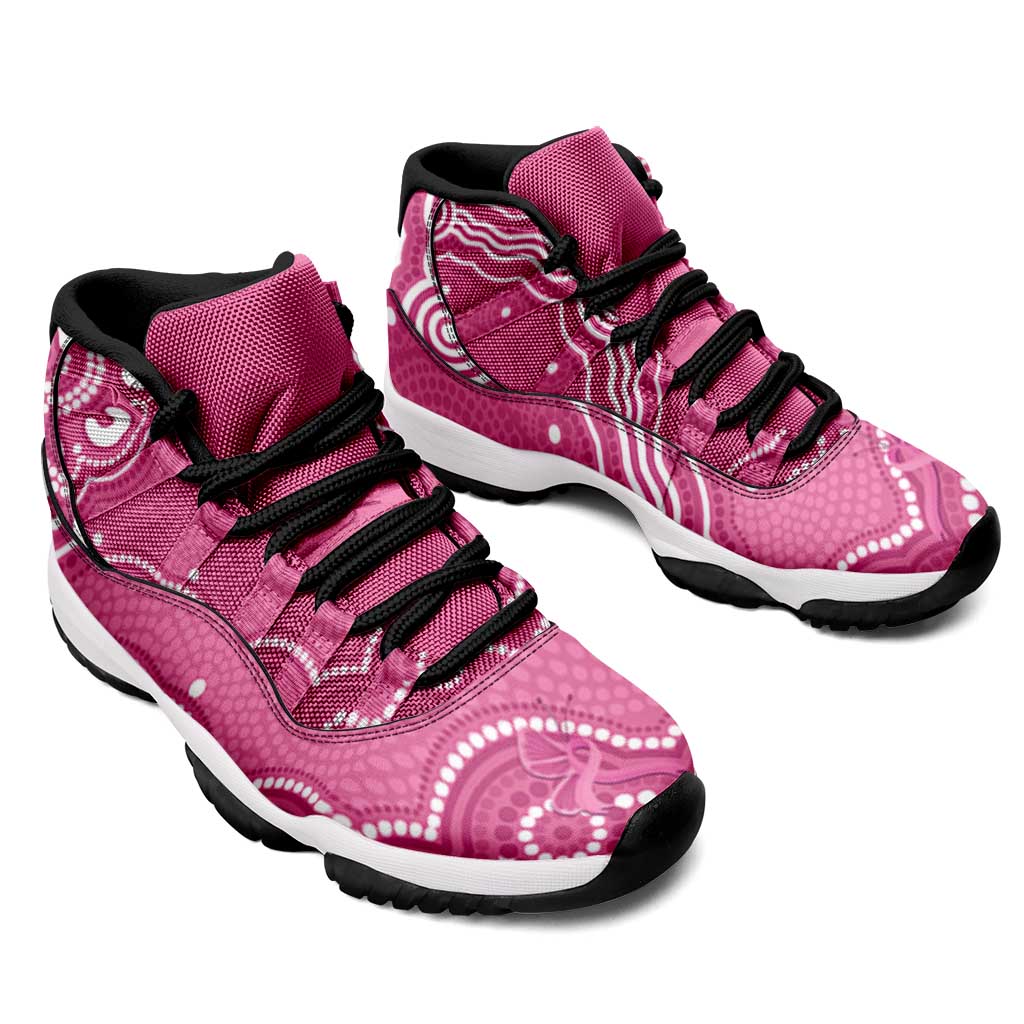 Australia Breast Cancer Awareness Sneakers J11 Pink Cockatoo Ribbon Aboriginal Art - Aussie Hoodie