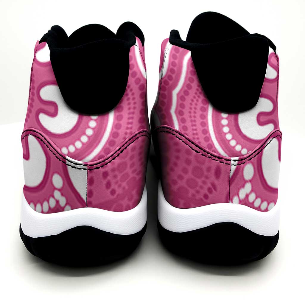 Australia Breast Cancer Awareness Sneakers J11 Pink Cockatoo Ribbon Aboriginal Art - Aussie Hoodie