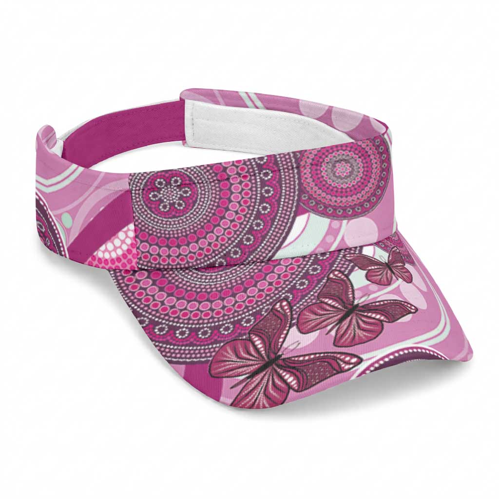 Australia Breast Cancer Awareness Sun Visor Cap Indigenous Butterfly No One Fights Alone