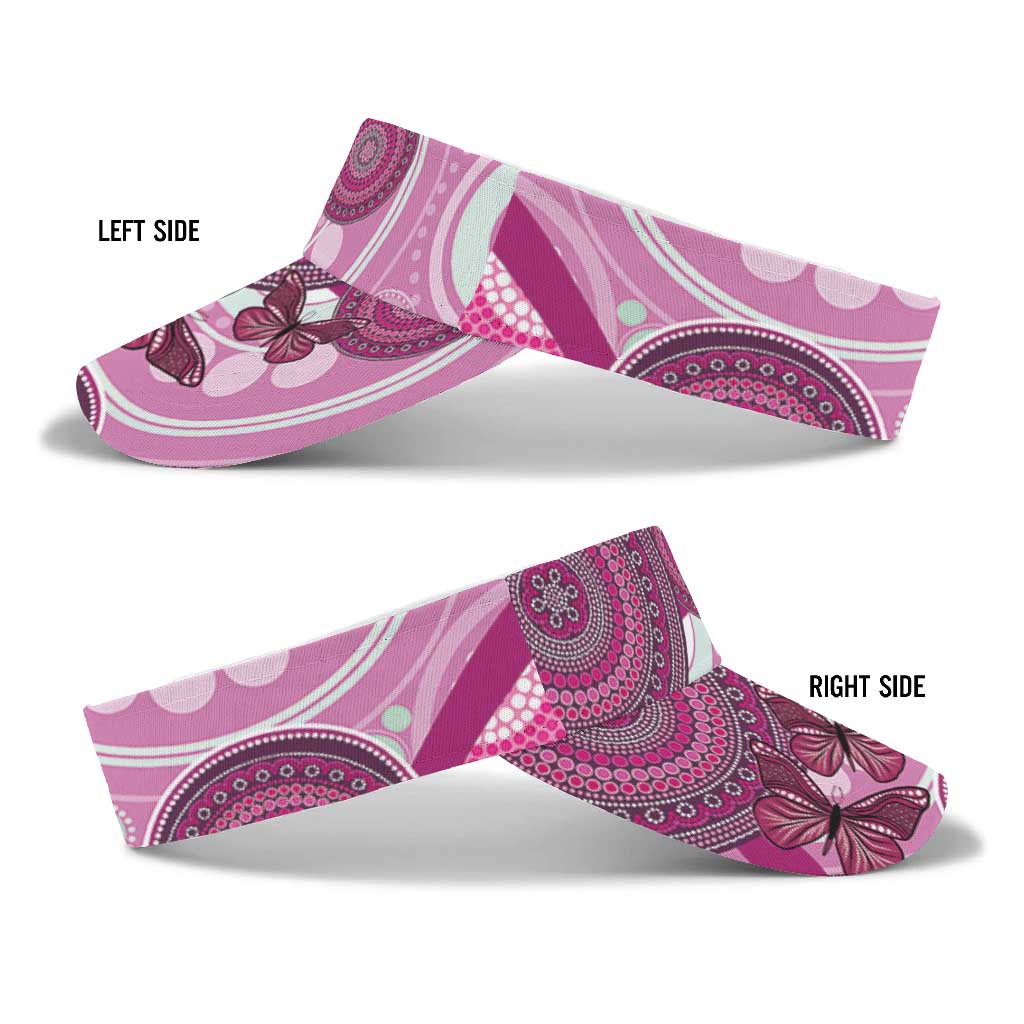 Australia Breast Cancer Awareness Sun Visor Cap Indigenous Butterfly No One Fights Alone