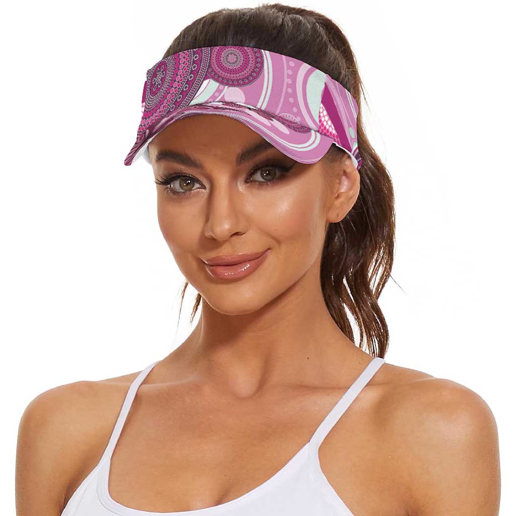 Australia Breast Cancer Awareness Sun Visor Cap Indigenous Butterfly No One Fights Alone