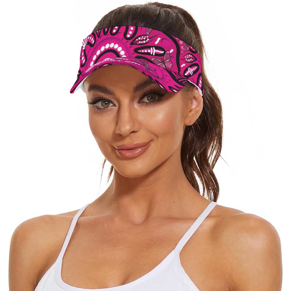 Australia Breast Cancer Awareness Sun Visor Cap Pink Boxing Ribbon Be Strong And Fight On