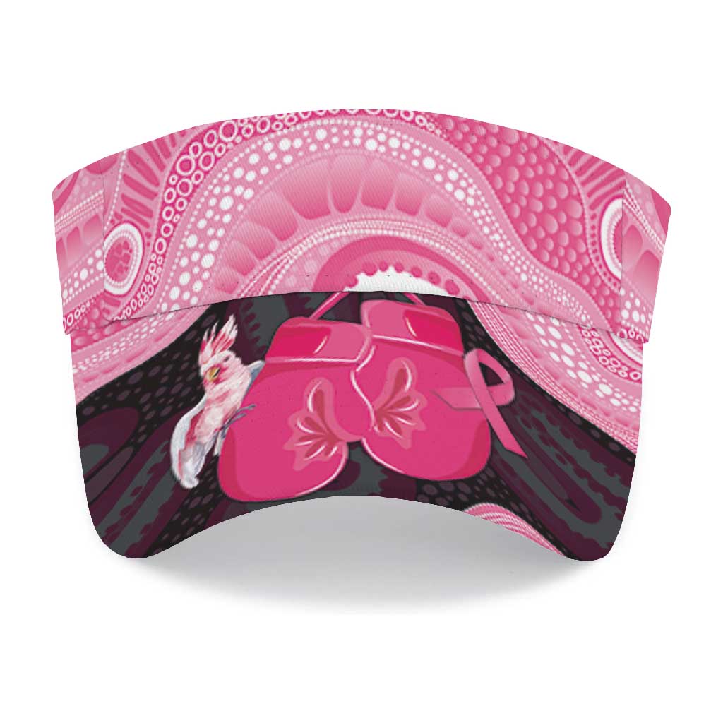 Australia Breast Cancer Awareness Sun Visor Cap Pink Cockatoo Fight Boxing Gloves Aboriginal Art