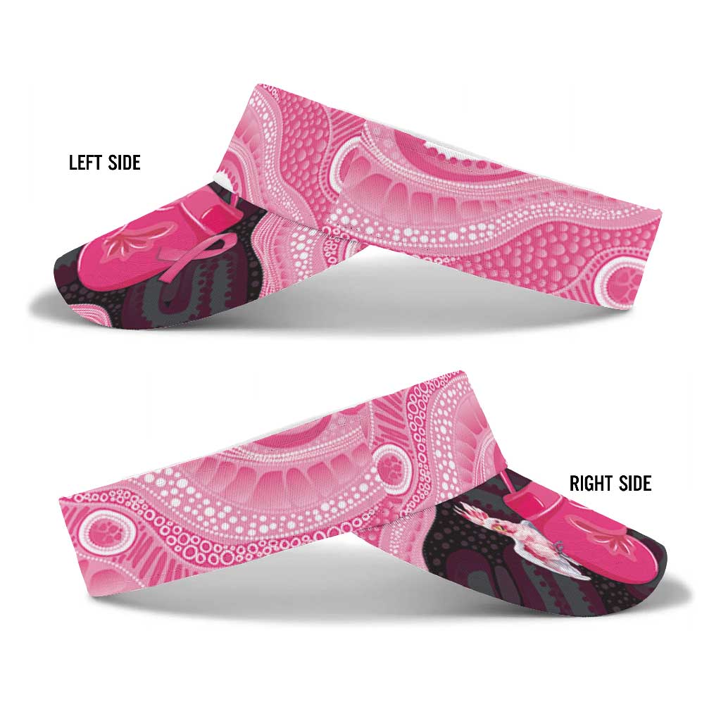 Australia Breast Cancer Awareness Sun Visor Cap Pink Cockatoo Fight Boxing Gloves Aboriginal Art