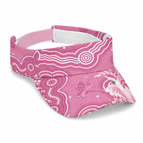Australia Breast Cancer Awareness Sun Visor Cap Pink Cockatoo Ribbon Aboriginal Art
