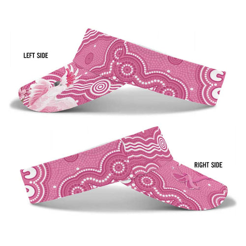 Australia Breast Cancer Awareness Sun Visor Cap Pink Cockatoo Ribbon Aboriginal Art