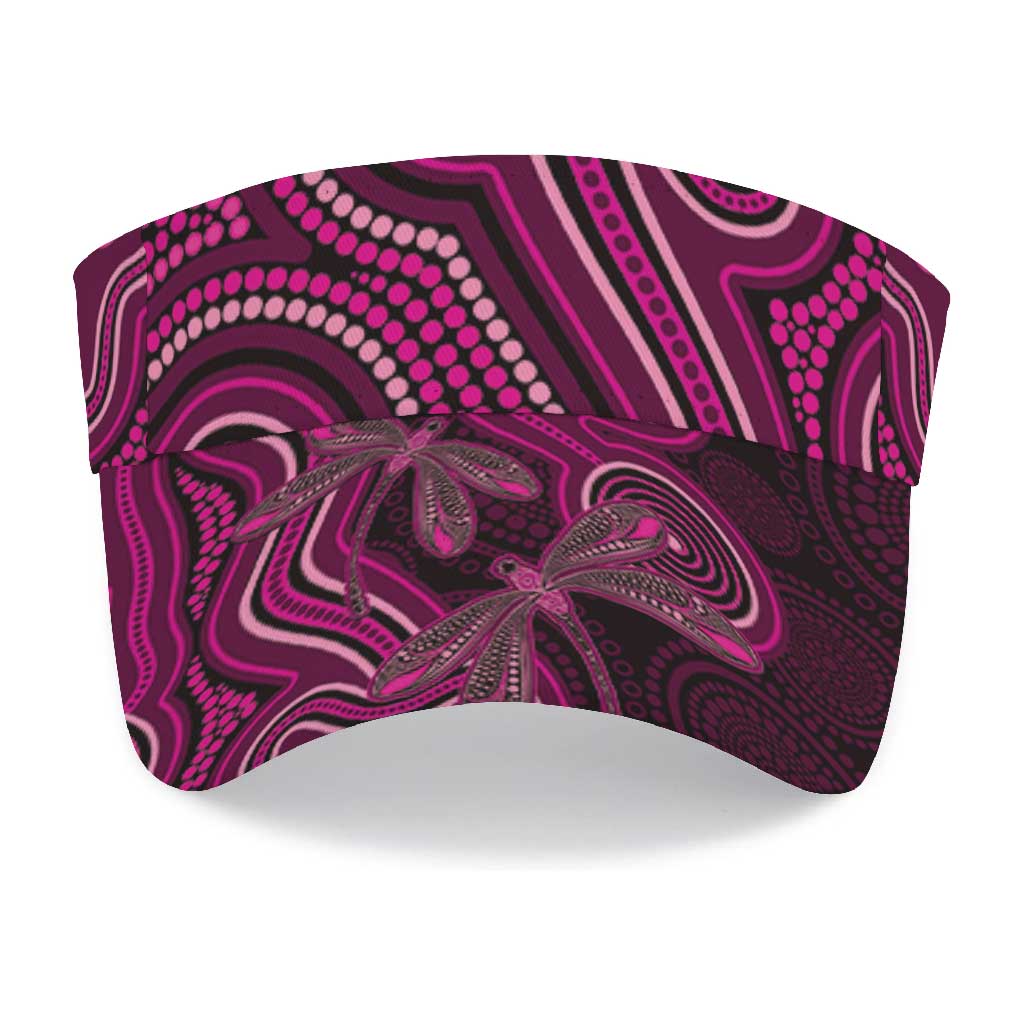 Australia Breast Cancer Awareness Sun Visor Cap Pink Dragonflies Aboriginal Art