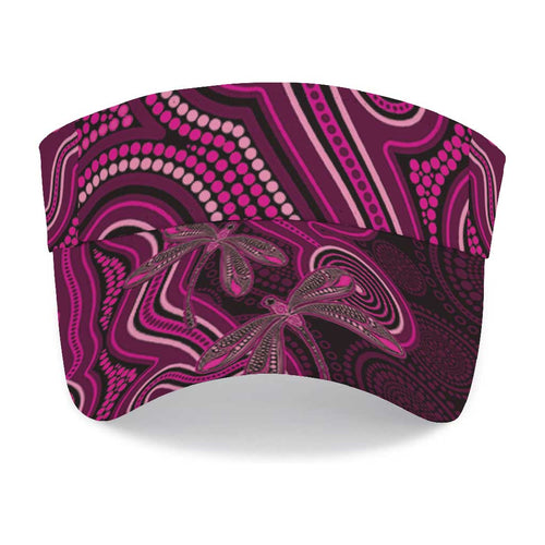 Australia Breast Cancer Awareness Sun Visor Cap Pink Dragonflies Aboriginal Art