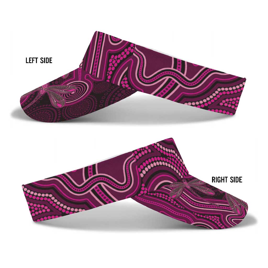 Australia Breast Cancer Awareness Sun Visor Cap Pink Dragonflies Aboriginal Art