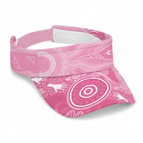 Australia Breast Cancer Awareness Sun Visor Cap Pink Ribbon Manta Ray Aboriginal Art