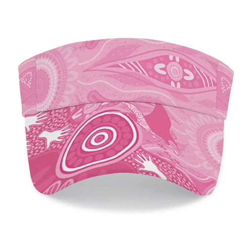 Australia Breast Cancer Awareness Sun Visor Cap Pink Ribbon Manta Ray Aboriginal Art
