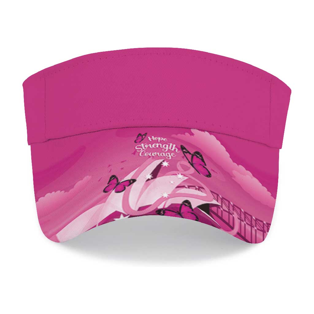 Australia Breast Cancer Awareness Sun Visor Cap Sydney Opera House Butterfly Pink Ribbon