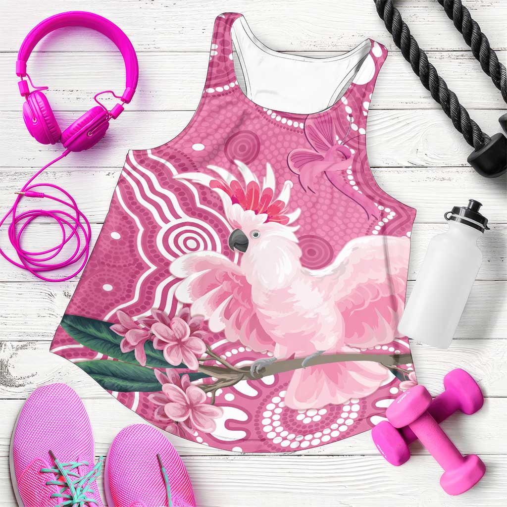 Australia Breast Cancer Awareness Women Racerback Tank Pink Cockatoo Ribbon Aboriginal Art - Aussie Hoodie