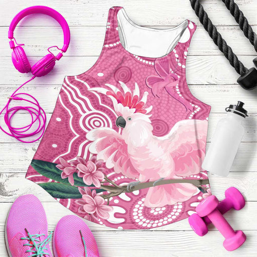 Australia Breast Cancer Awareness Women Racerback Tank Pink Cockatoo Ribbon Aboriginal Art - Aussie Hoodie