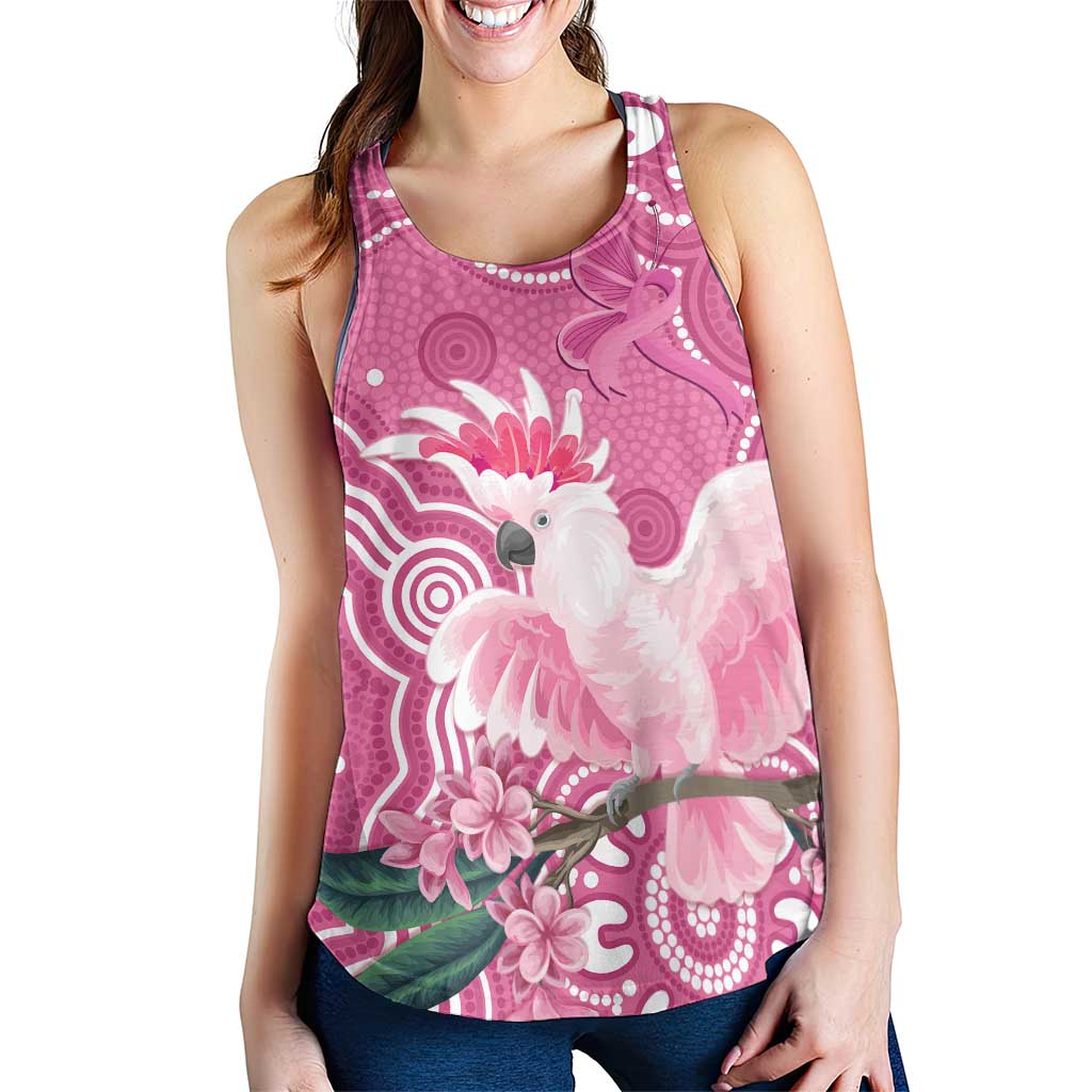 Australia Breast Cancer Awareness Women Racerback Tank Pink Cockatoo Ribbon Aboriginal Art - Aussie Hoodie