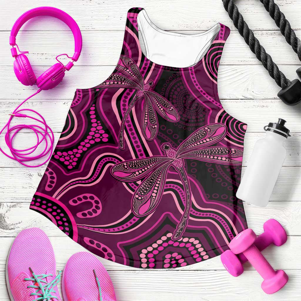 Australia Breast Cancer Awareness Women Racerback Tank Pink Dragonflies Aboriginal Art - Aussie Hoodie