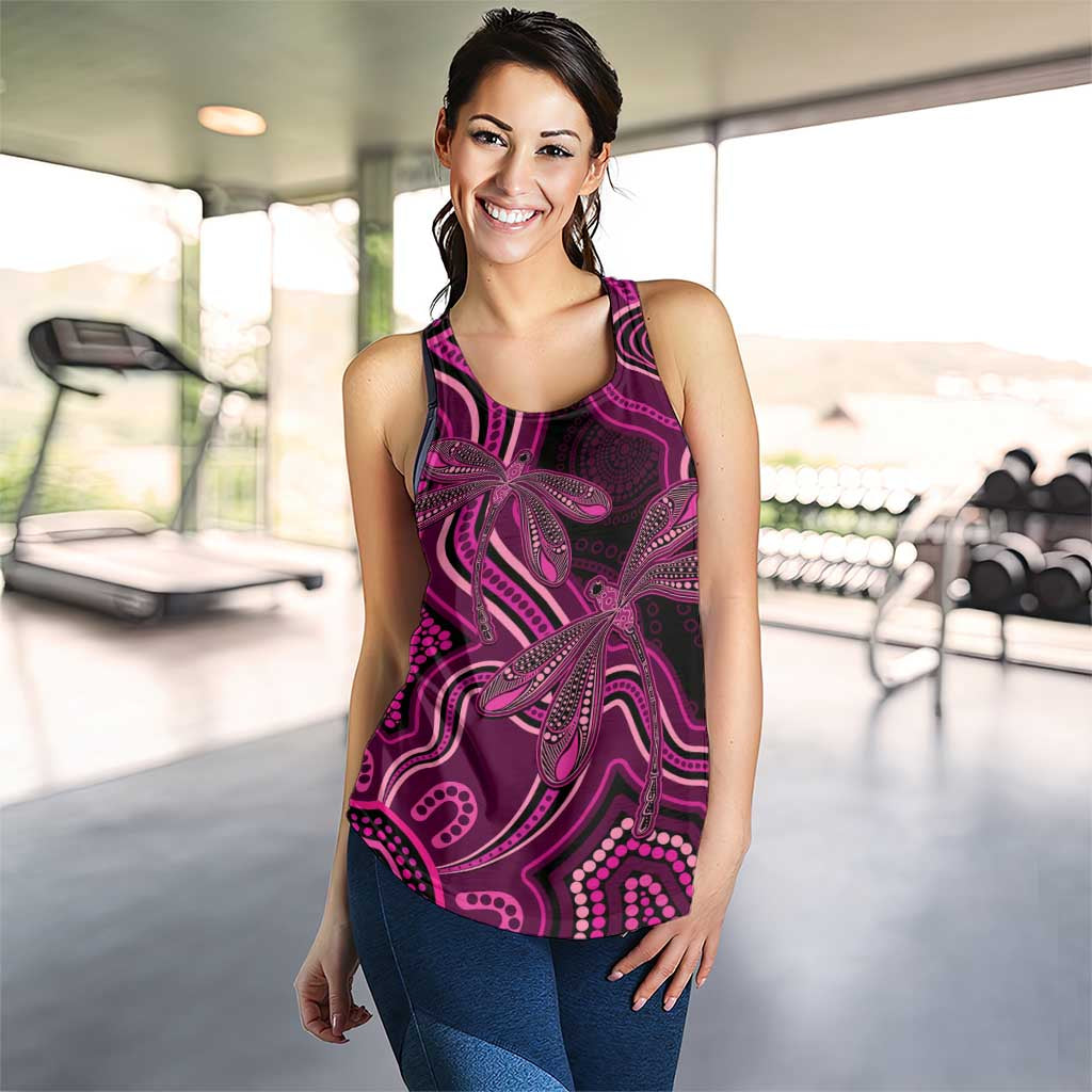 Australia Breast Cancer Awareness Women Racerback Tank Pink Dragonflies Aboriginal Art - Aussie Hoodie