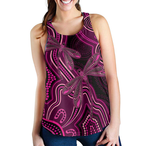 Australia Breast Cancer Awareness Women Racerback Tank Pink Dragonflies Aboriginal Art - Aussie Hoodie