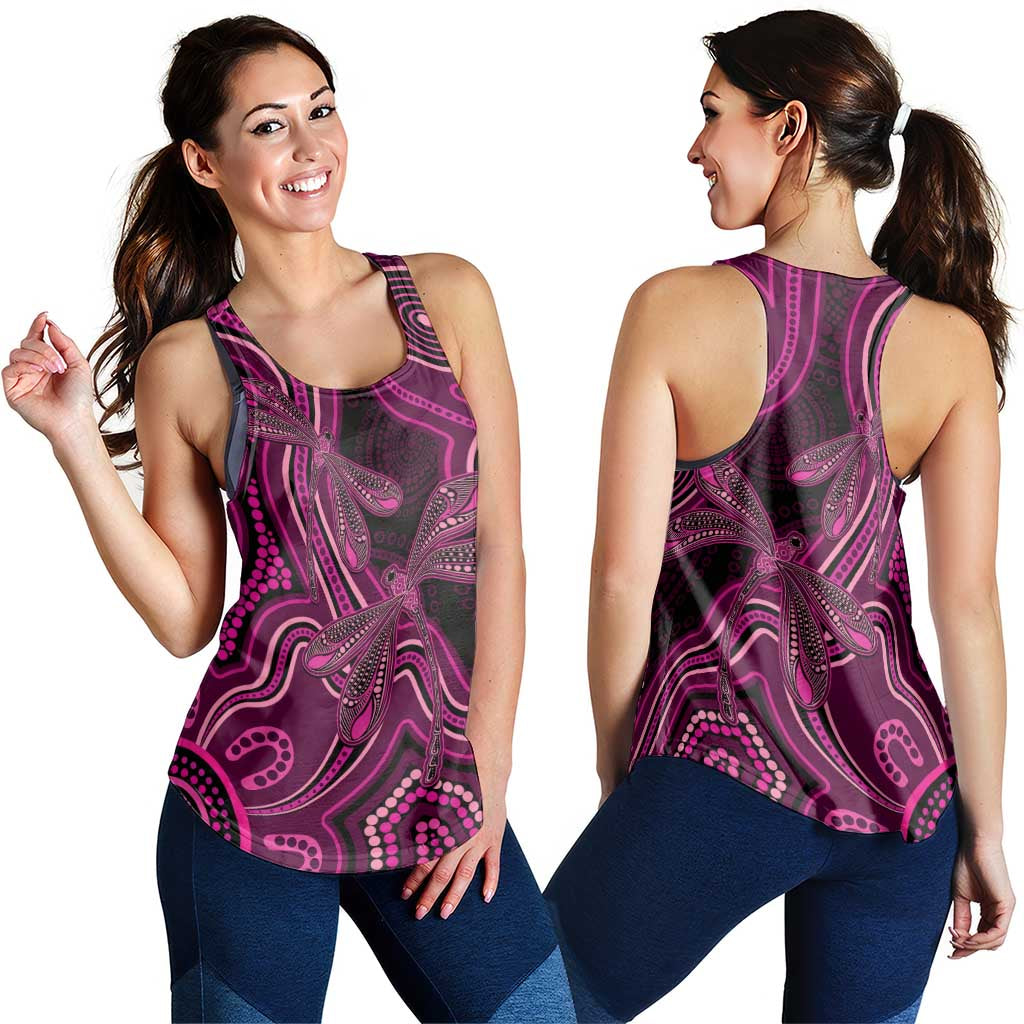 Australia Breast Cancer Awareness Women Racerback Tank Pink Dragonflies Aboriginal Art - Aussie Hoodie