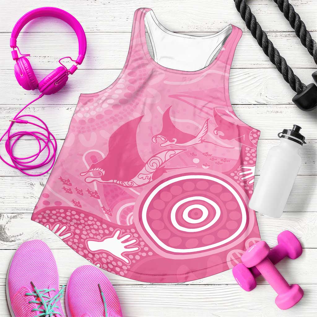 Australia Breast Cancer Awareness Women Racerback Tank Pink Ribbon Manta Ray Aboriginal Art - Aussie Hoodie