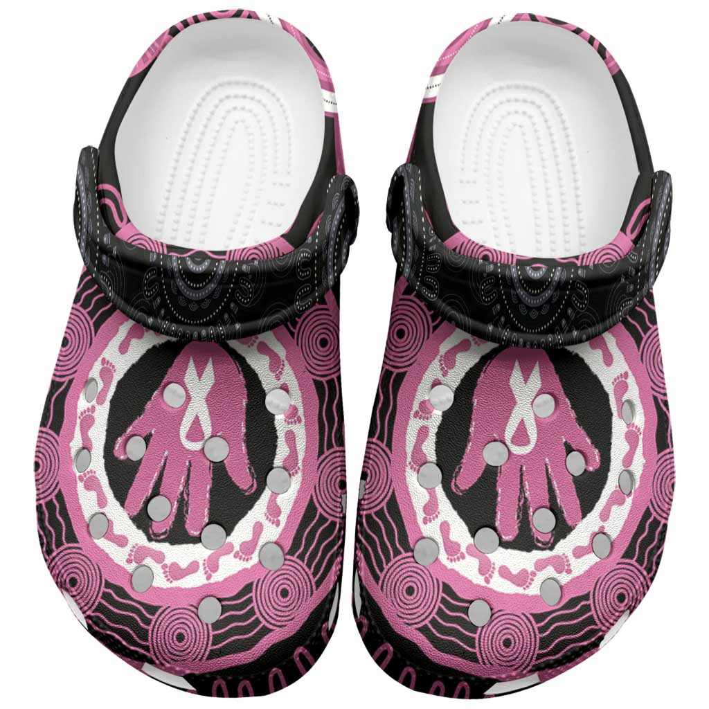 Australia Breast Cancer Clogs Shoes Brave Strong Aboriginal Art - Aussie Hoodie