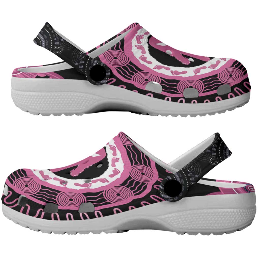 Australia Breast Cancer Clogs Shoes Brave Strong Aboriginal Art - Aussie Hoodie