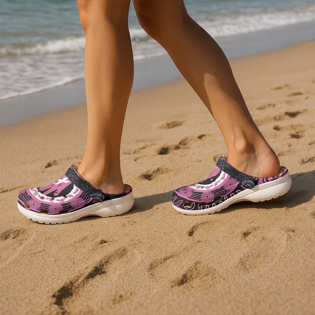 Australia Breast Cancer Clogs Shoes Brave Strong Aboriginal Art - Aussie Hoodie