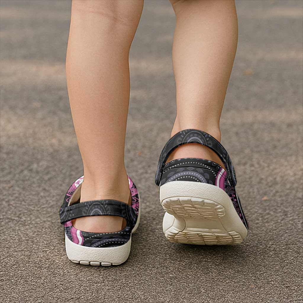 Australia Breast Cancer Clogs Shoes Brave Strong Aboriginal Art - Aussie Hoodie