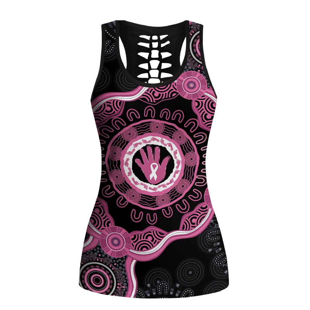 Australia Breast Cancer Hollow Tank Top Brave Strong Aboriginal Art - Aussie Hoodie