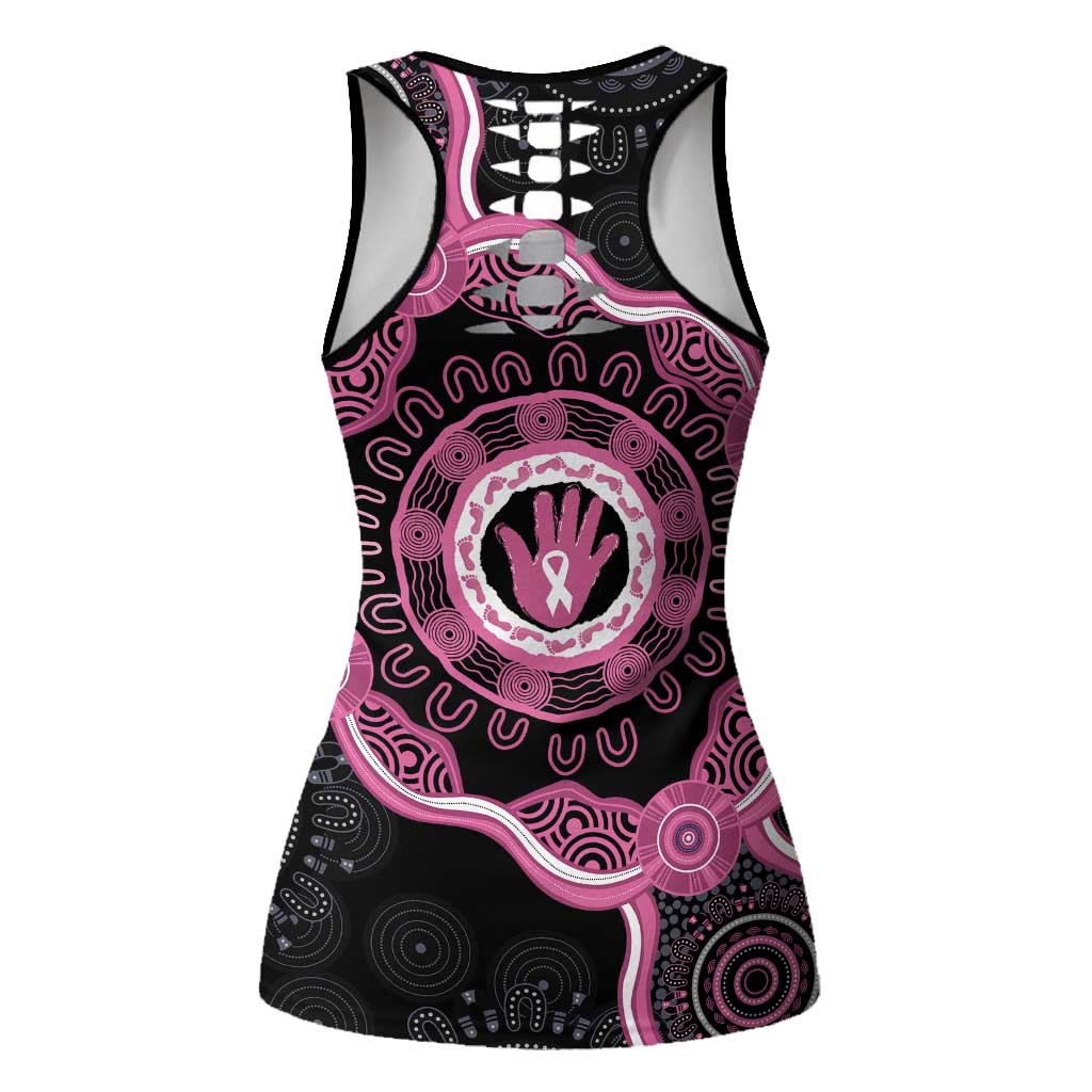 Australia Breast Cancer Hollow Tank Top Brave Strong Aboriginal Art - Aussie Hoodie