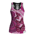 Australia Breast Cancer Hollow Tank Top Indigenous Butterfly No One Fights Alone - Aussie Hoodie