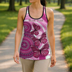 Australia Breast Cancer Hollow Tank Top Indigenous Butterfly No One Fights Alone - Aussie Hoodie