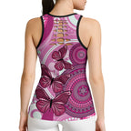 Australia Breast Cancer Hollow Tank Top Indigenous Butterfly No One Fights Alone - Aussie Hoodie