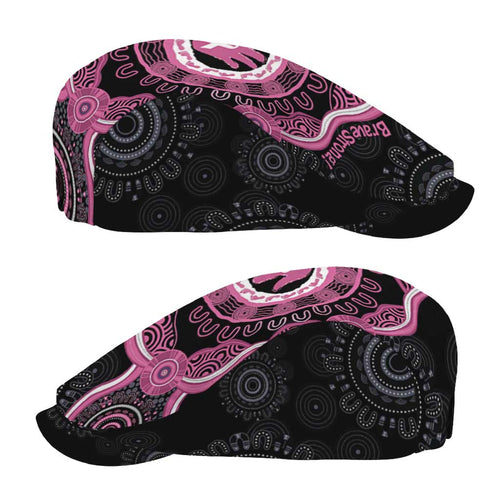 Australia Breast Cancer Jeff Hat Brave Strong Aboriginal Art - Aussie Hoodie
