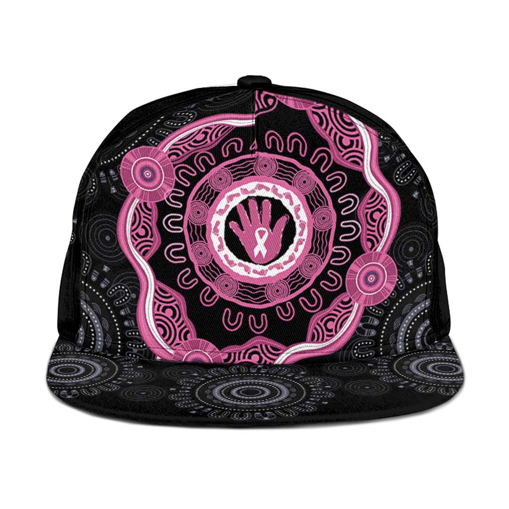 Australia Breast Cancer Snapback Cap Brave Strong Aboriginal Art - Aussie Hoodie