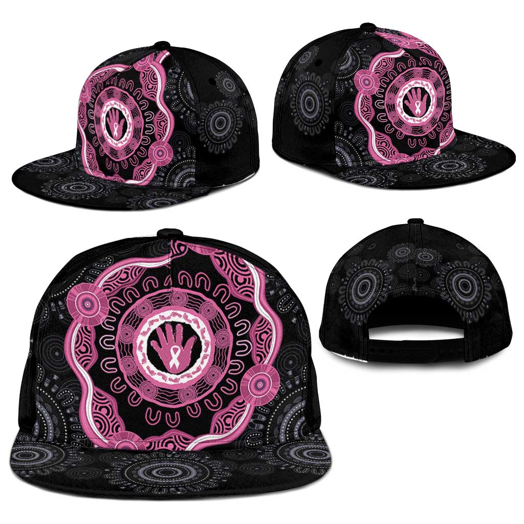 Australia Breast Cancer Snapback Cap Brave Strong Aboriginal Art - Aussie Hoodie