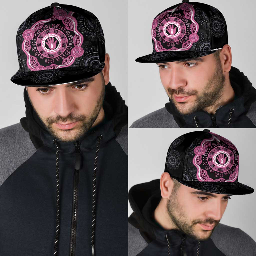 Australia Breast Cancer Snapback Cap Brave Strong Aboriginal Art - Aussie Hoodie
