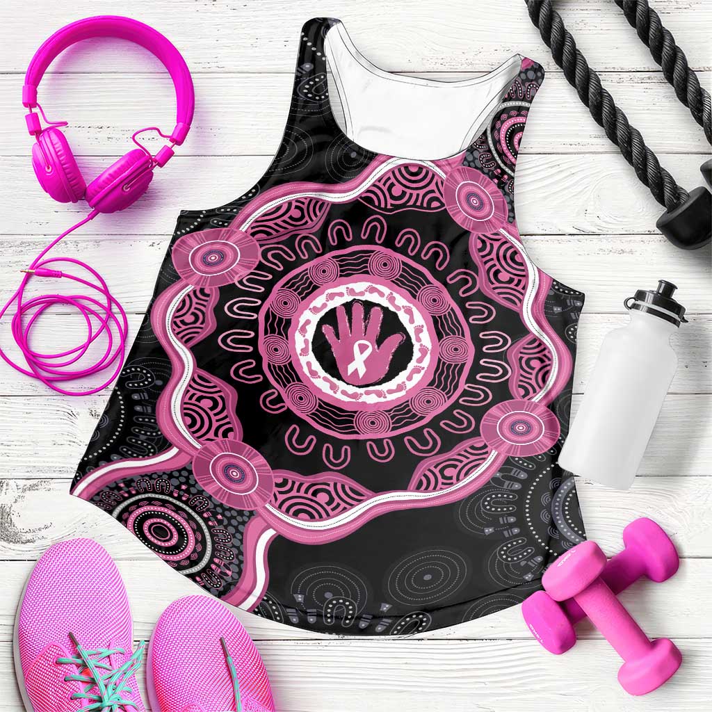 Australia Breast Cancer Women Racerback Tank Brave Strong Aboriginal Art - Aussie Hoodie