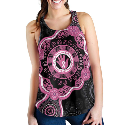 Australia Breast Cancer Women Racerback Tank Brave Strong Aboriginal Art - Aussie Hoodie