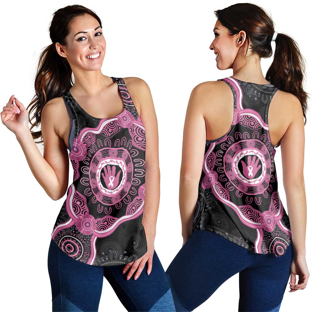 Australia Breast Cancer Women Racerback Tank Brave Strong Aboriginal Art - Aussie Hoodie