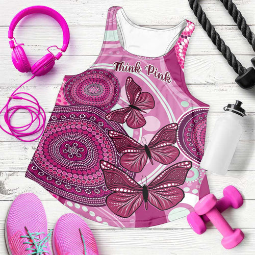 Australia Breast Cancer Women Racerback Tank Indigenous Butterfly No One Fights Alone - Aussie Hoodie