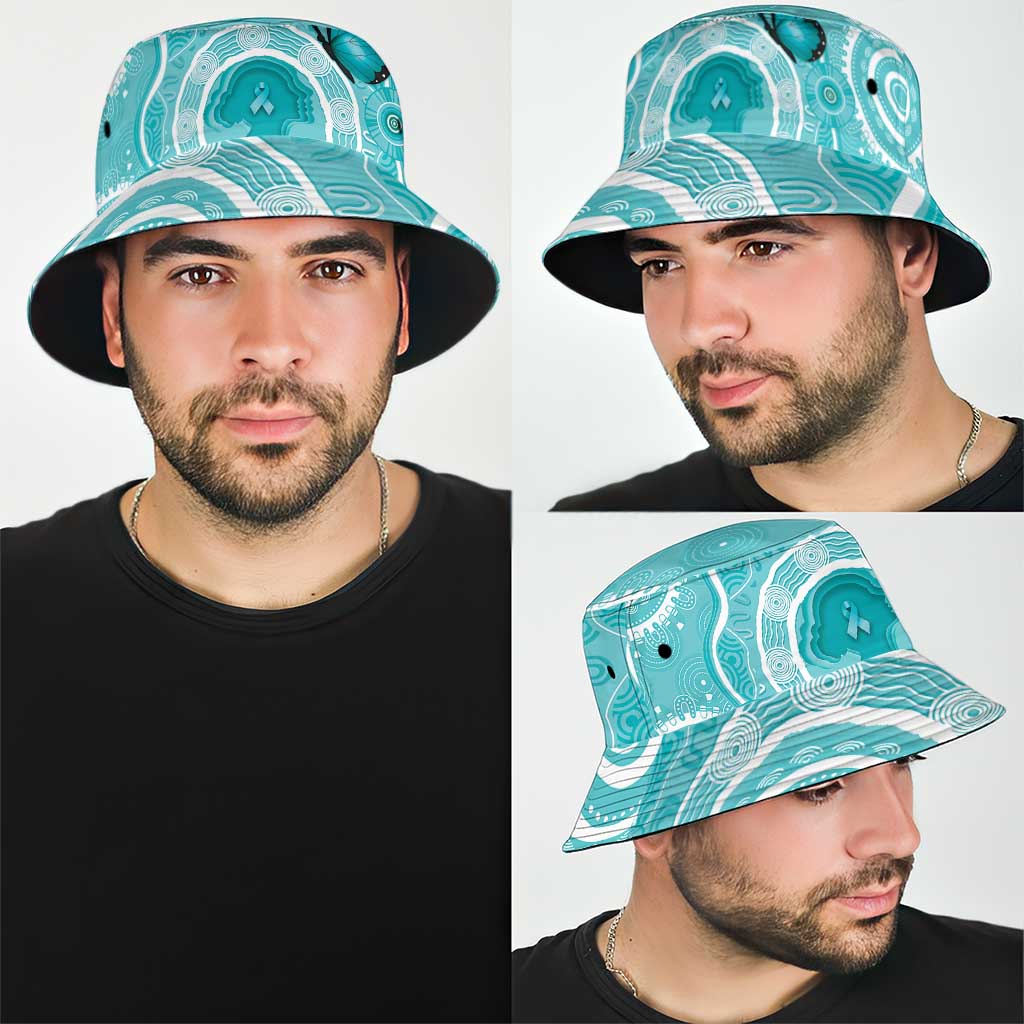 Australia Cervical Cancer Awareness Bucket Hat Aboriginal Brave Strong Butterfly - Aussie Hoodie