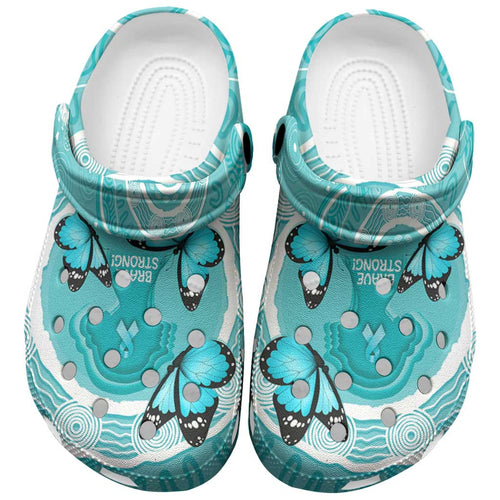 Australia Cervical Cancer Awareness Clogs Shoes Aboriginal Brave Strong Butterfly - Aussie Hoodie
