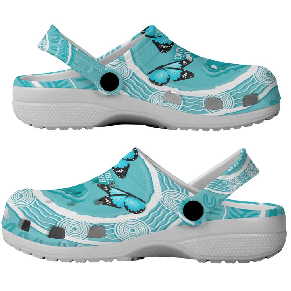 Australia Cervical Cancer Awareness Clogs Shoes Aboriginal Brave Strong Butterfly - Aussie Hoodie