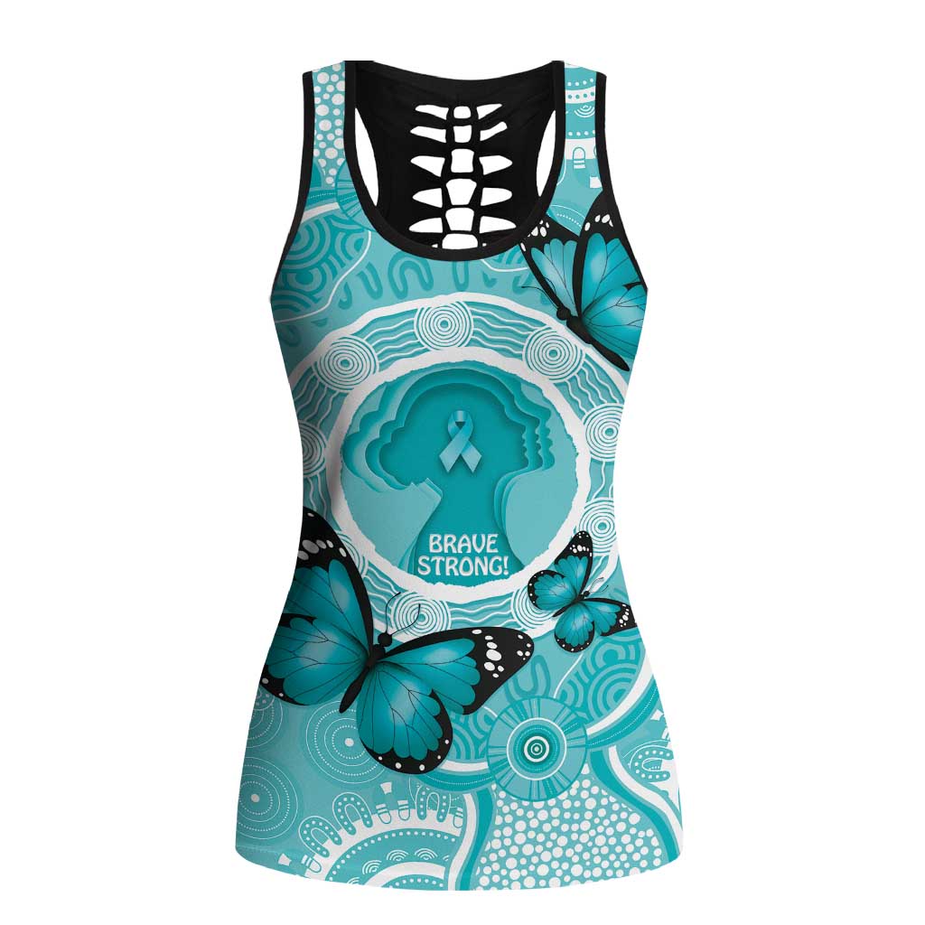 Australia Cervical Cancer Awareness Hollow Tank Top Aboriginal Brave Strong Butterfly - Aussie Hoodie